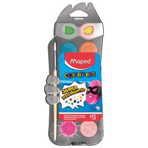 Boje vodene Maped Color'peps fi 30 mm 12 boja+kist u plastičnoj kutiji MAP811520