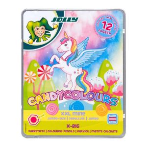 Bojice drvene Jolly X-Big Candy Colours 12/1, u metalnoj kutiji