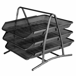 Stalak za spise s 3 ladice, žičani, crni , 350 x 280 x 270mm