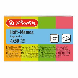 Blok zastavice samoljepljive 20x50 mm, 50 zastavica, 4 neonske boje, papir, Herlitz