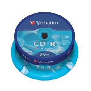 CD-R Verbatim 700 MB/80min 52x, spindle, 25/1, 43432