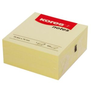 Blok kocka samoljepljiva 75x75mm, 400 listića, žuta, Kores
