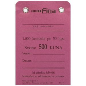 333-16 PRIVJESNI KARTON (50 LIPA - LP); Komad, 6,5 x 10 cm