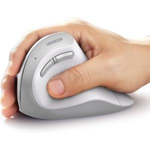 UGREEN bežični ergonomski vertikalni miš, bluetooth, 4000 DPI, USB, bijeli