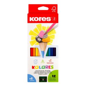 Bojice drvene Kores 12/1 + šiljilo KOR93312