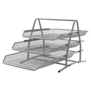 Stalak za spise s 3 ladice, žičani, srebrni, 350x273x262 mm