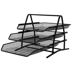 Stalak za spise s 3 ladice, žičani, crni, 350x273x262 mm