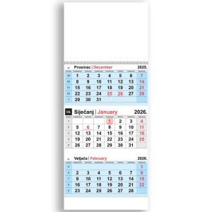 Kalendar zidni NN trodijelni 2026.