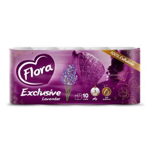 Papir toaletni u roli, troslojni, Flora Exclusive lavanda, 10/1