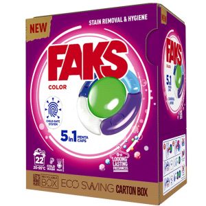 Deterdžent za pranje rublja u kapsulama, Faks Color 5 in 1 penta caps, 22/1 (22 x 21 g = 462 g)