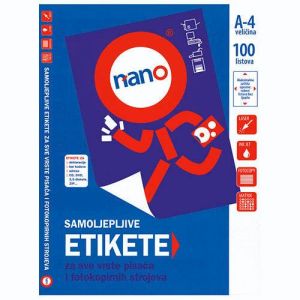 Etikete za laserske i ink-jet pisače, za registratore Nano, N-100, 192x61 mm, 100/1