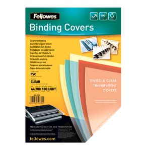Folije PVC za spiralni uvez A4 180 mic 100/1 prozirna, Fellowes
