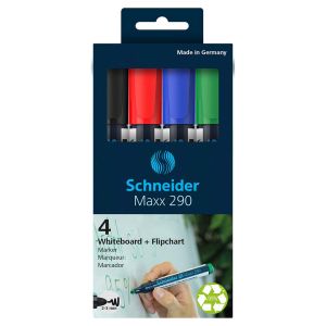 Flomaster Schneider, marker za bijelu ploču, Maxx 290, 2-3 mm, set od 4 boje, etui