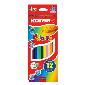 Bojice drvene Kores 12/1+šiljilo KOR100212