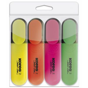 Tekstmarker Kores, Bright Liner, 0,5-5 mm, set od 4 boje, PVC etui