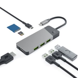 Green Cell HUB adapter 7in1 USB-C (3xUSB-A 3.1 HDMI 4K 60Hz USB-C PD 85W) - za Apple MacBook M1/M2, Lenovo X1, Asus ZenBook, Dell XPS